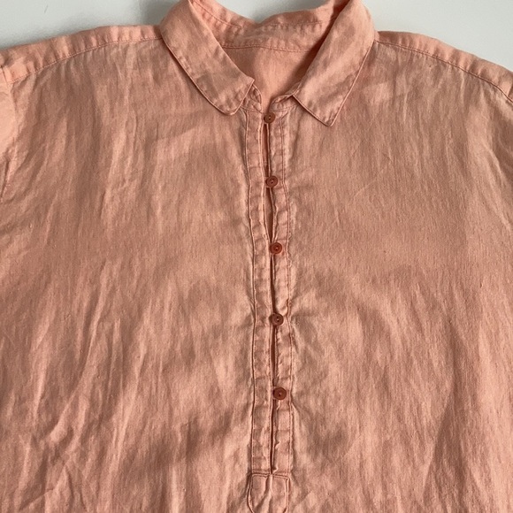 Eileen Fisher 100% irish linen peach half button long sleeve swing style shirt - Picture 13 of 14